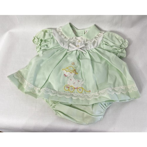 NWOT Vintage Cradle Togs Doll Clothes Girls Shirt Shorts Green 0-6 Months