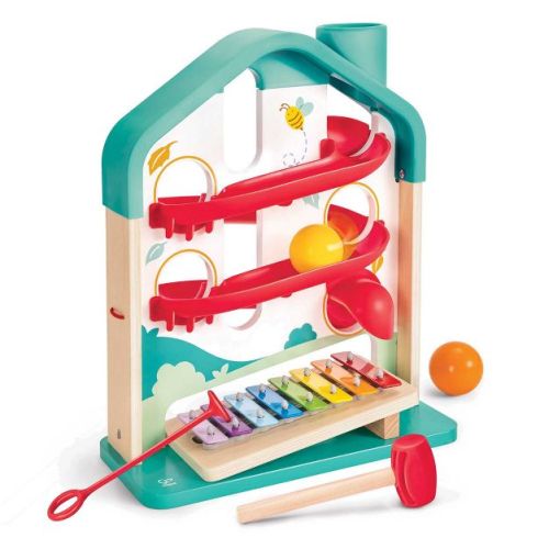 Hape: Melody Mansion Ball Run - Colorful Wooden Xylophone Musical Instrument,1+