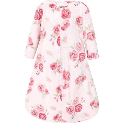 Hudson Baby Unisex Baby Plush Sleeping Bag, Sack, Blanket, Blush Rose Long-Sleeve, 6-12 Months