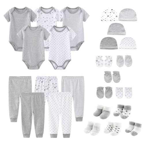 25 Pack New born Baby Boy Girl Layette Set Infant Essentials | essentials set,100% cotton,soft & breathable,easy mix & match,all-season wear,baby essentials