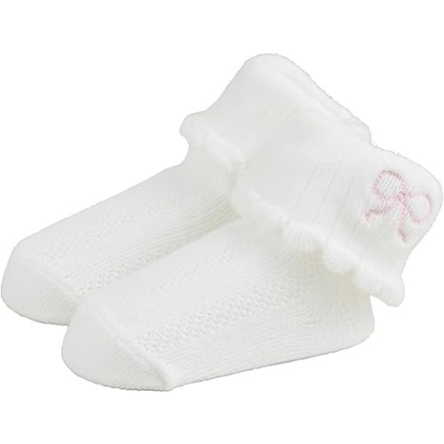 Mud Pie Children's Bow Pointelle Foldover Socks; 0-12M