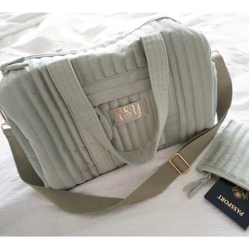 Personalized Velvet Duffle Bag with Trolley / Luggage Sleeve, Custom Name Carry-On Weekender + Small Pouch for Women & Girls Overnight Bags