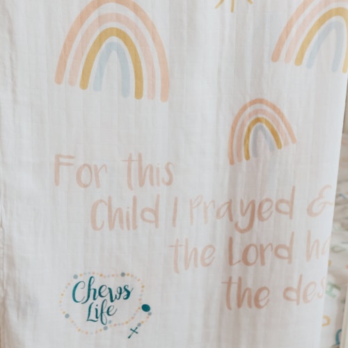 Rainbow Baby Blanket | "For This Child I Have Prayed" Swaddle