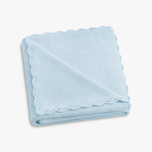 Gooselings Cotton Knit Baby Blanket - Blue - Shop