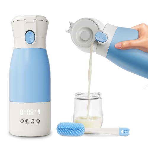 NOYAFA Portable Milk Warmer, 17oz Baby Bottle Warmer for Breast Milk & Water, Dual Heating Modes Fast Heating, Long Battery Life & Large Capacity, Suitable for Baby Outdoor Travel