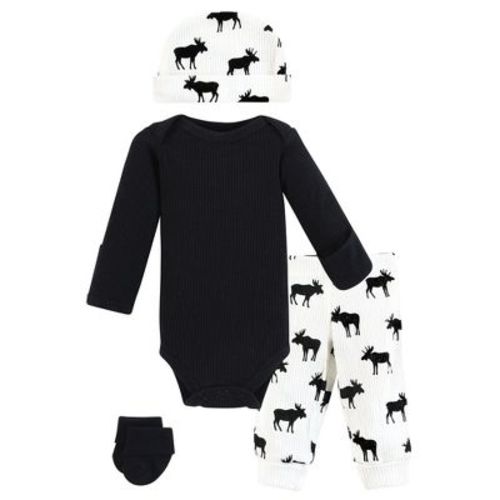 Hudson Baby Boys Thermal Preemie Layette Set 4pc Long Sleeve Outfit, Moose, Preemie