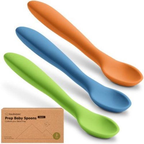 KeaBabies Prep Baby Spoons, Silicone Baby Utensils for Self Feeding 6-24 Months, All Stages Baby Feeding Set, BLW Toddler Spoons (Kea)