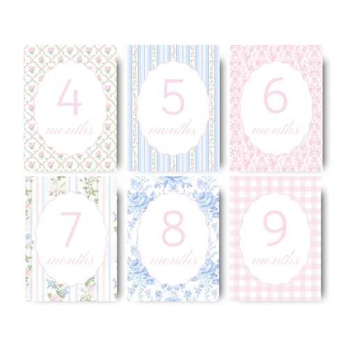 Printed Monthly Milestone Cards Floral Theme Digital Newborn Baby Girl Month Cards Week Card Grandmillennial Printable Month Cards Floral