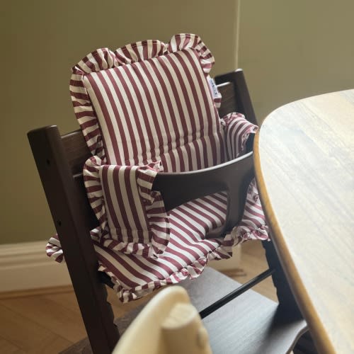 Wipeable Cushion the Stokke Tripp Trapp Highchair - Brown Striped Ruffles