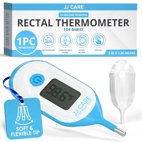 JJ CARE Rectal Thermometer for Babies with LCD Display, Calibrated Baby Rectal Thermometer, 10 Seconds Fast Reading Infant Rectal Thermometer for Fever with Storage Case