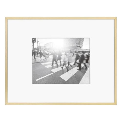 18.4" x 14.4" Matted to 8" x 10" Thin Metal Gallery Frame Brass - Threshold™: Aluminum Wall Mount, Glass Glazing