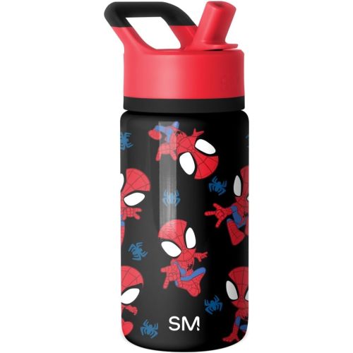 Simple Modern Kids Summit Water Bottle with Straw Lid | Marvel Spidey 14oz Stainless Steel Cup Insulated Tumbler for Boys, School | Go Spidey Go