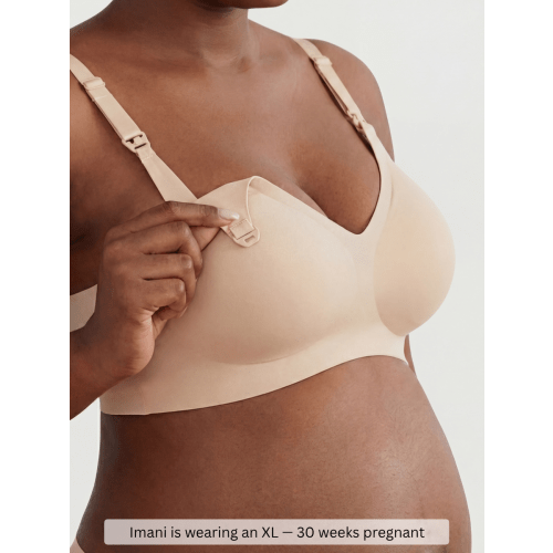Maternique BLISS — Second-Skin, Silky Nursing Bra | Drop-Down Cups - Nude / L