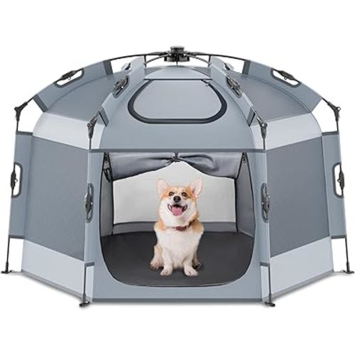 Babepai Pop Up Playpen for Babies - 55.1"Wide 36.6"Height Portable Baby Beach Tent - Indoor & Outdoor Play Yard, Foldable, Lightweight & with Travel Bag - Grey