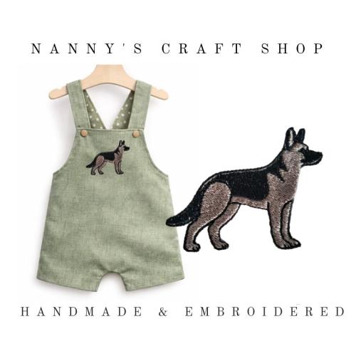Embroidered German Shepherd Baby Romper, Custom Dog Outfit
