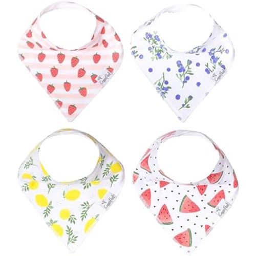 Copper Pearl 4 Pack Soft Cotton Baby Bibs for Drooling and Teething, Absorbent Drool Bibs for Baby Girl and Boy, Adjustable to Fit Newborns to Toddlers, Tons of Styles (Georgia)