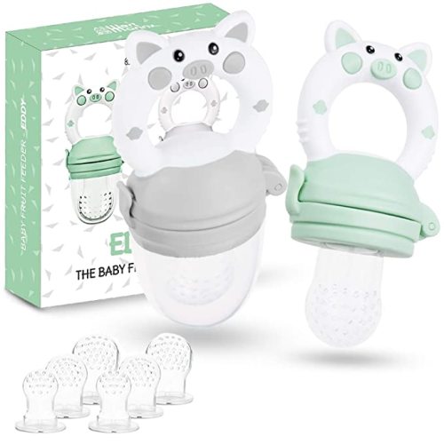WERTMANNS Baby Fruit Feeder/Food Pacifier (2 Pack) – Infant Fruit Teether | Free Tips and Recipes | 3 Sizes Silicone Pouches | CPC Certified