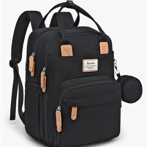 RUVALINO Diaper Bag Backpack, Multifunction Travel Pack Maternity Baby Changing Bags, Large Capacity, Waterproof, Black