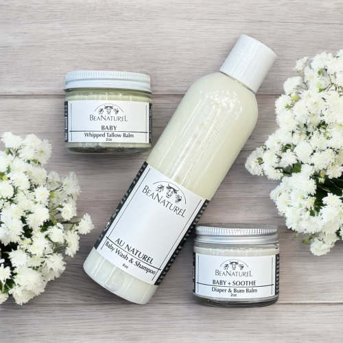 Organic Baby Bath Gift Set - Grassfed Tallow Baby Wash Baby & Diaper Balm – BeaNaturel