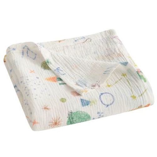 2-Layer Muslin Cotton Toddler Blanket, Skin-Friendly Breathable Swaddle Blanket for Crib & Stroller - NTBAY