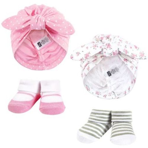 Hudson Baby Infant Girls Turban and Socks Set, Wild Flower, One Size