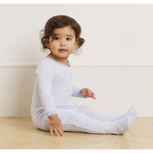 LAKE | Baby | Pima Cotton Pajamas | French Blue Heart Baby Sleeper