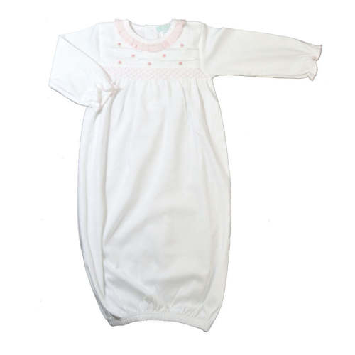 Baby Girl's White Pink Flowers Daygown - $42.00 - Marco & Lizzy