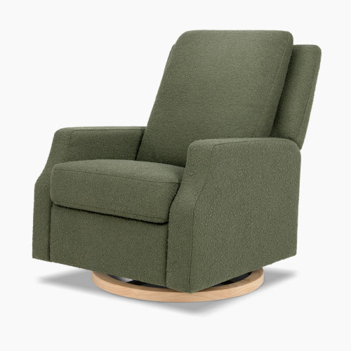 Namesake Crewe Recliner and Swivel Glider - Olive Boucle With Light Wood Base