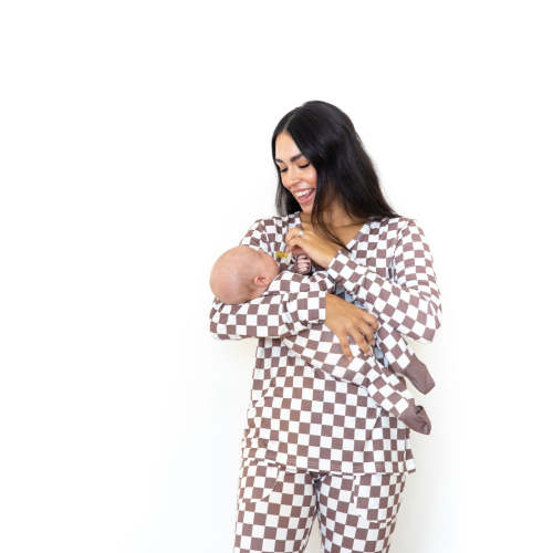 BROWN + WHITE CHECKER | WOMEN'S LONG SLEEVE