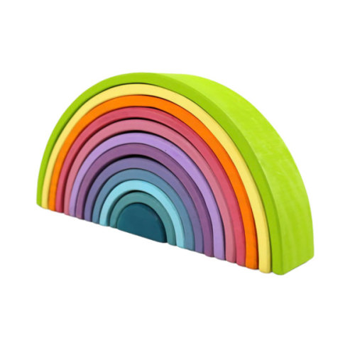 12 Pcs Large Wooden Rainbow Stacking Blocks In Pastel/macaron Colors