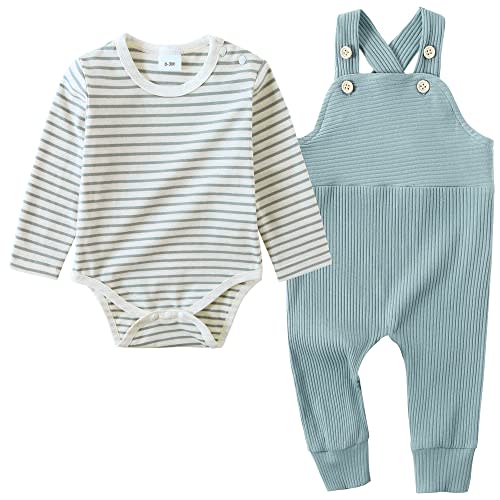 YUEMION Baby Boy Clothes Newborn Infant Boy Outfits 2Pcs Stripe Top Romper Pants Set 0-24 Months Overalls Toddler Boy Clothes