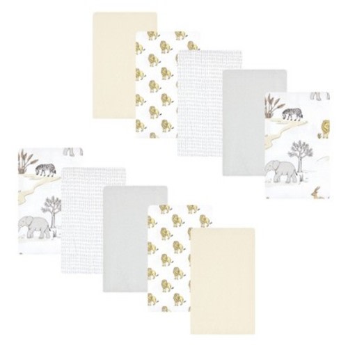 Luvable Friends Hudson Baby Flannel Burp Cloths 10pk, Wild Safari World