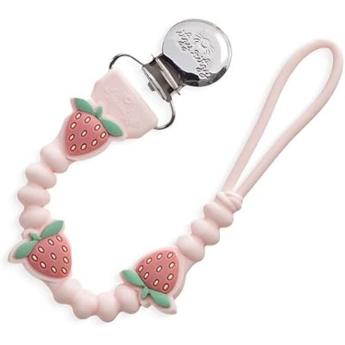 Itzy Ritzy Silicone Pacifier Clip, Baby Pacifier Holder Clip (Strawberry)
