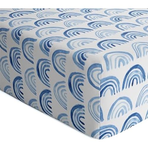 Little Sleepies Baby Crib Sheets, Buttery Soft Viscose from Bamboo Crib Sheets for Boys & Girls, Toddler Bed Sheet, Standard Crib Mattress Sheet, Super Stretchy & Elasticized (Blue Rainbows)