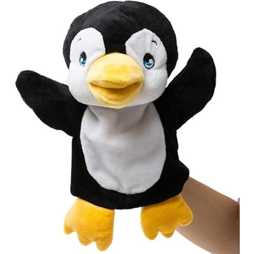 HollyHOME Plush Zoo Friends Hand Puppet Animal Puppet Penguin for Kids Storytime 14 Inches Black