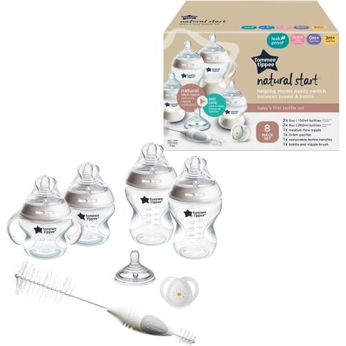 Tommee Tippee Natural Start Baby Bottle Set, Breast-Like Nipples, 0m+