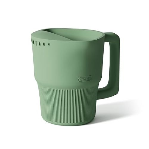 Roslim Silicone Baby Bath Rinse Cup - Shampoo & Body Washing Rinser for Kids & Toddlers, Lightweight Bath Cups for Rinsing Hair, Easy-Grip Handle, Ultra Soft Material (Olive Green)