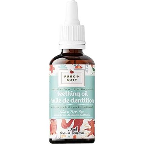 Punkin Butt Teething Oil for Babies, Infused with Chamomilla, Phytolacca & Rheum, Plant-Based Formula, Homeopathic Natural Teething Relief for Babies, 1oz Bottle
