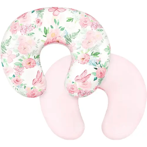 Nursing Pillow Cover 1 Pack, Removable Nursing Pillow Cover for Breastfeeding Pillows, Super Soft Comfortable Slipcover for Boy and Girls, Pink & Flowers