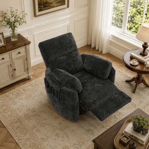 Wide Power Swivel Glider Recliner Chair with USB & Type-C Charging – 270° Swivel Nursery Recliner with Quiet Brushless Motor & Storage Pockets