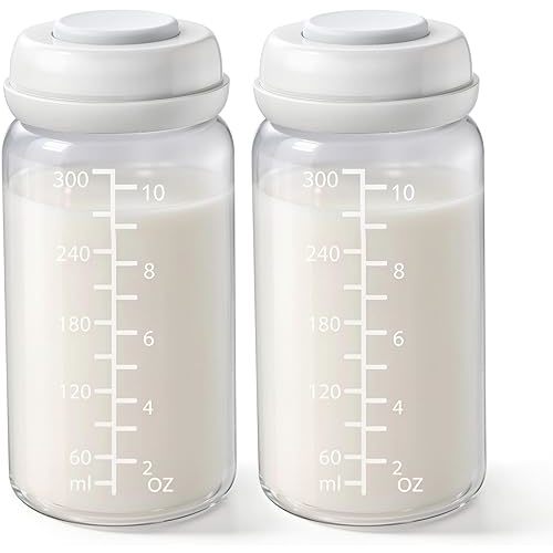2PCS Breastmilk Storage Bottle for Momcozy 22oz Breast Milk Cooler, Wide Neck Breastmilk Collection Compatible with Spectra S1/S2/9 Plus/SG/Motif Luna, Certain Philips Avent Nipples, 10oz/300ml