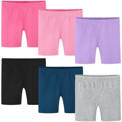 Ruisita 6 Pack Baby Toddler Girls Cotton Bike Shorts Soft Girl Thickened Cartwheel Shorts Solid Safety Dance Short for Kids