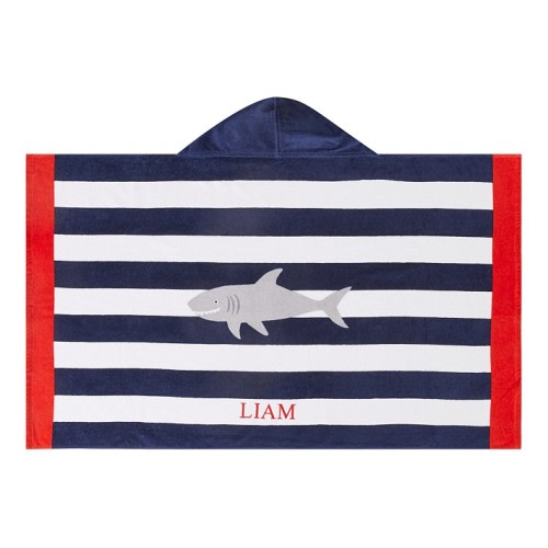 Shark Stripe Beach Hooded Towel UPF 50+