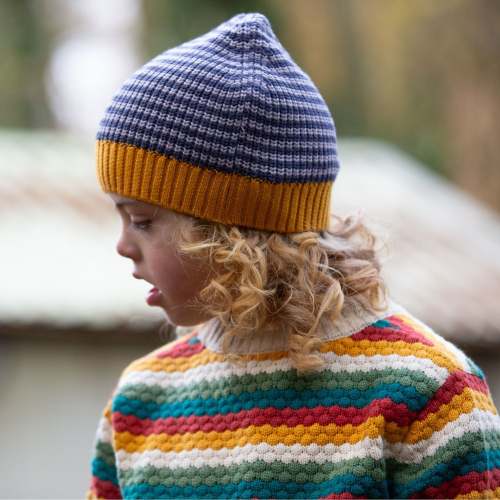 Dreamy Blue Striped Knitted Beanie Hat – Little Green Radicals