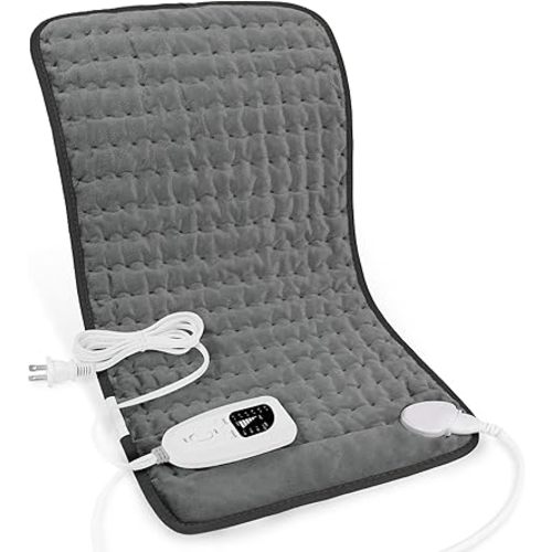 Deepsoon Heating Pad,Electric Heating Pads for Back,Neck,Abdomen,Moist Heating Pad for Shoulder,Knee,Arms,Legs,Dry/Moist Heat & Auto Shut Off,Christmas Gifts for Men and Women,Dark Gray,24x12 Inch