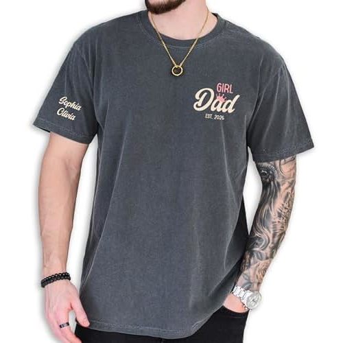 Custom Girl Dad Shirt for Men for Dad from Daughter First Time New Dad Birthday Gift Baby Girl Daddy Tshirt