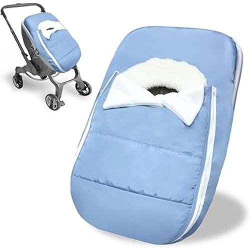 Car Seat Cover Baby Winter, Waterproof Carseat Covers Newborn Boy, Windproof Infant Car Seat Cover Warm & Breathable Use Universal Blue