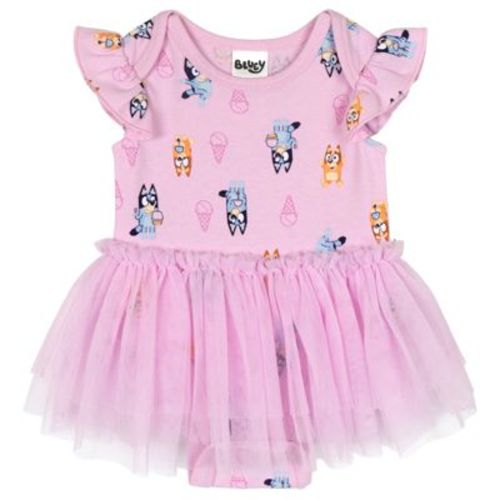Bluey Newborn Baby Girls Ruffle Mesh Bodysuit Dress Pink 0-3 Months