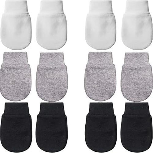 6 Pairs Newborn Baby Mittens No Scratch Gloves Infant Toddler Anti Scratch Essentials Unisex Cotton for 3-9 Months Girls Boys