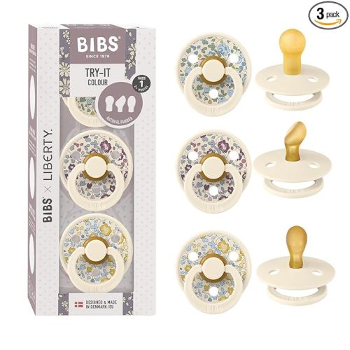 Colour Liberty Try-It Collection: 3 Soothers for Your Baby's Unique Needs, Round Nipple. Natural Rubber Latex, Made in Denmark, 0+ Months (Pack of 3), Eloise